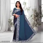 Georgette Embellished Saree For Women, Blue