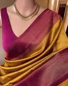 Litchi Silk Woven Design Saree for Women, Mustard 