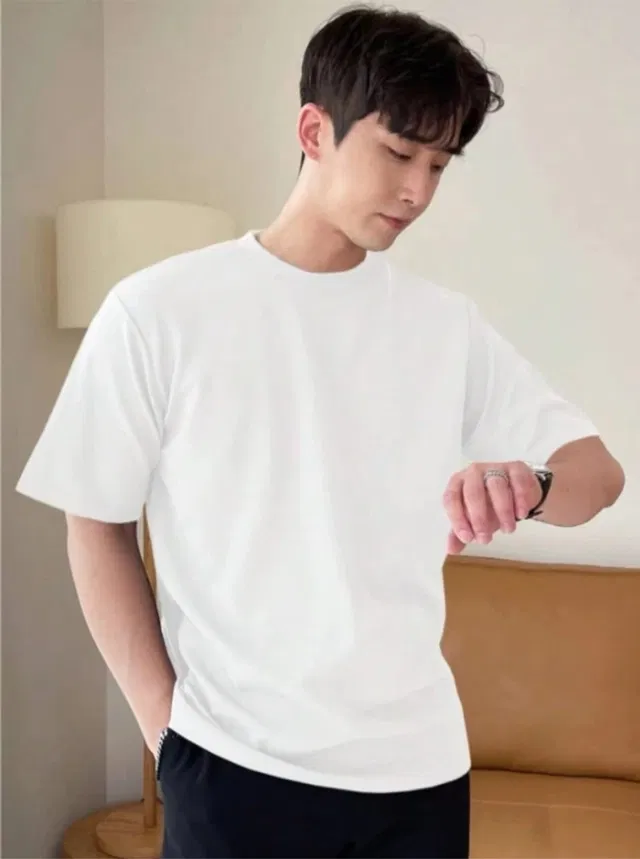 Round Neck Solid T-Shirt for Men (White,M)