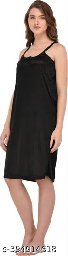 Satin Solid Nightdress for Women, Black & Dark Pink, Pack of 2 