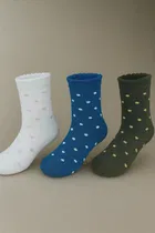 Cotton Spandex Ankle Length Socks for Kids (Multicolor, Pack of 3)