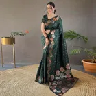 Litchi Silk Woven Design Saree for Women, Green 