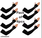 Hosiery Solid Full Arm Sleeves, Black, Set of 4