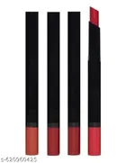 Pack of 4 Matte Lipsticks, Intense Colour Pay Off, Full Coverage Long Lasting Weightless Velvety Formula