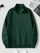 Fleece Solid Sweatshirt for Men, Green 