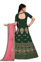 Satin Embroidered Lehenga with Choli & Dupatta for Girls 