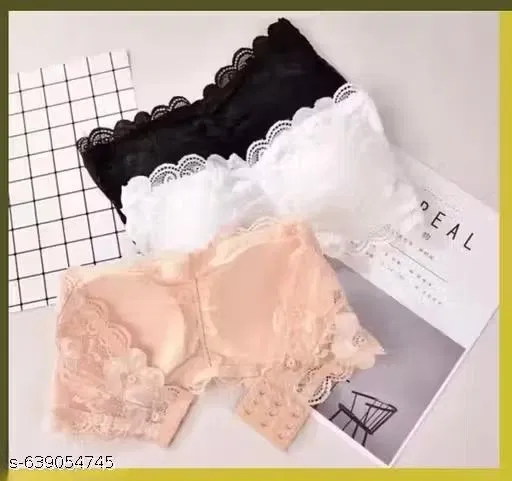 Net Solid Bras for Women, Assorted, Pack of 3 (28B)