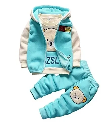 Hosiery Clothing Set for Kids (Sky Blue, 12-18 Months)