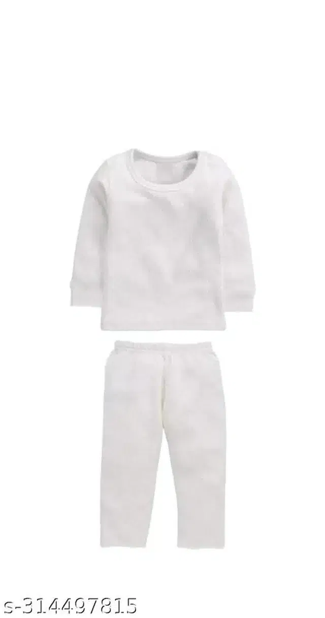 Woolen Thermal Clothing Set for Kids (White, 12-18 Months)