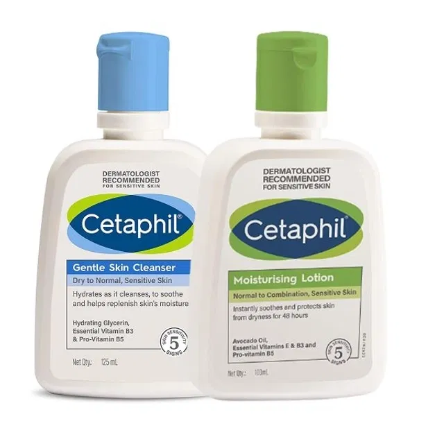 Cetaphil Gentle Skin Cleanser, 125 Ml & Moisturising Lotion 100 Ml For Dry Skin Combo of 2