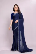 Poly Silk Embellished Saree for Women 