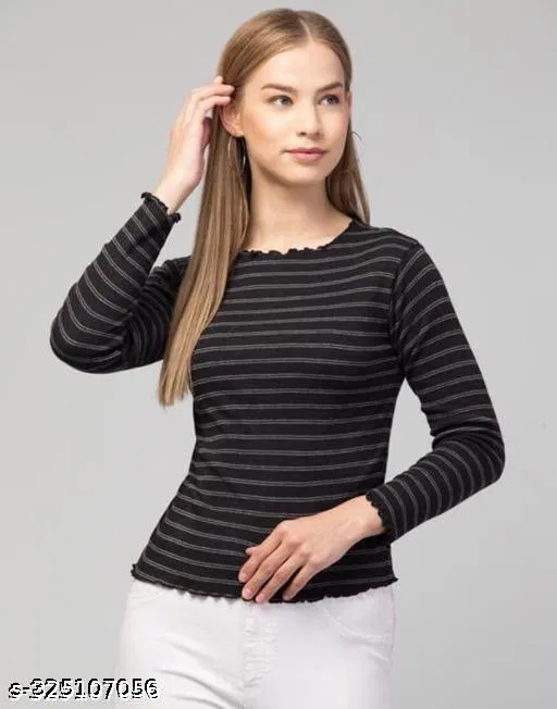 Ladies Top & Bottom Set for Women (Black, S)