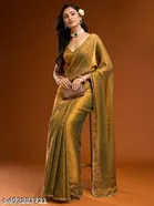 Jimmy Choo Solid Saree For Women, Green