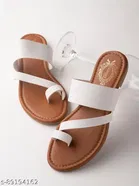 Solid Synthetic Cap Toe One-Toe Flats for Women 