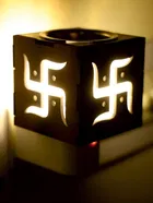 Glass Electric Camphor Diffuser & Ganesh Ji Om Aroma Burner Night Lamp and Wooden swastik Kapoor Dani 