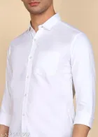 Cotton Blend Solid Shirt for Men, White 