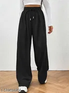Cotton Blend Solid Trousers for Men, Black 