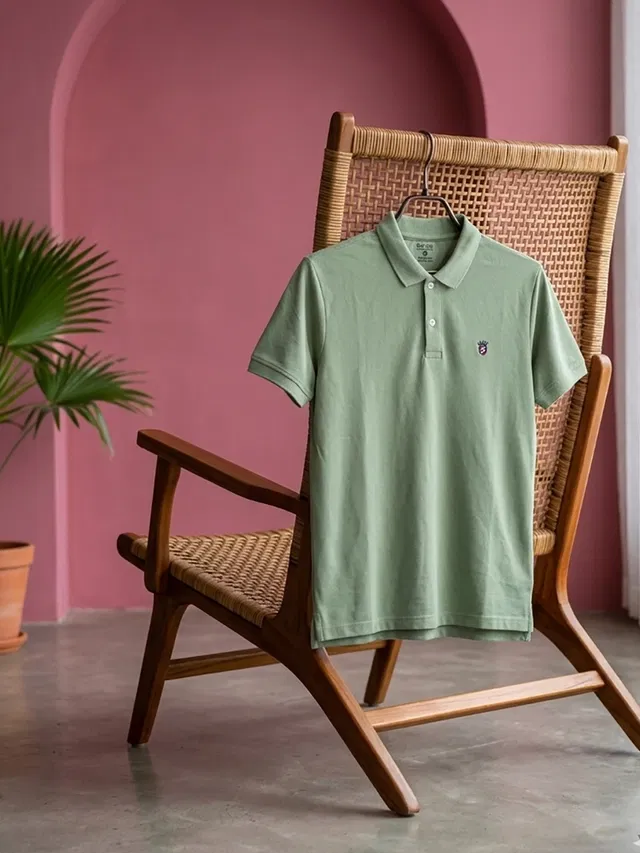 Solid Polo T-shirt for Men (Pista, XXL)