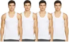 Cotton Solid Vest for Men (White, 80) (Pack of 4)