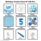 Doremon Theme 5th Happy Birthday Decoration Items For Girls, Multicolor, Pack of 112