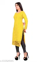Net Kurti for Women,  Yellow  