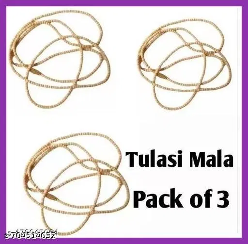 Original 108 Beads Tulasi Kanthi Tulsii Mala Puja Jap Combo (Pack of 3) for Men (White)