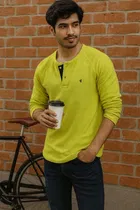Cotton Solid T-Shirt for Men, Neon Yellow 
