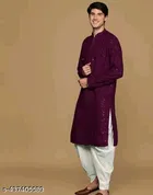 Embellished Mandarin Neck Kurta with Mirror Work for Men 