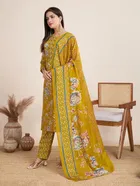 Cotton Printed Kurta with Pant & Dupatta for Women 