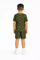 Cotton Geometric Print Clothing Set for Boys, Olive 