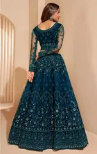 Net Embroidered Semi Stitched Lehenga Choli with Dupatta for Women 