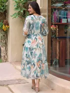 Poly Georgette Floral Print Kurti for Women, Blue 