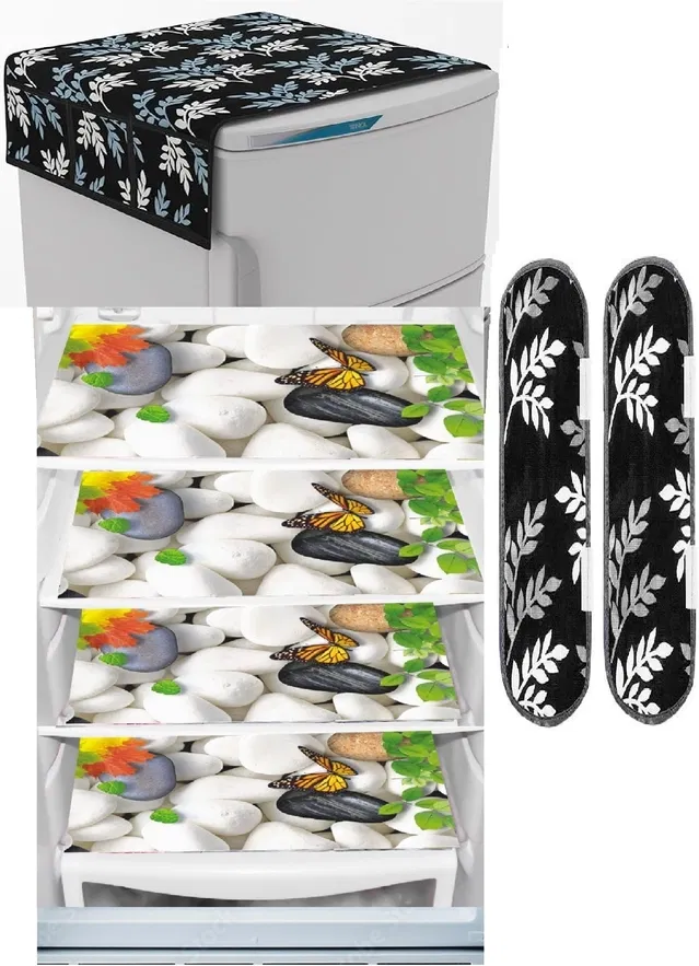 Knit 7 Pcs Fridge Cover Set (Multicolor, Set of 1)
