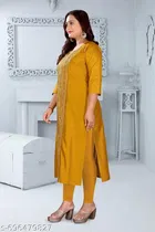 Floral Embroidered Chanderi Cotton Kurti for Women 