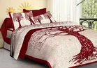 Sanganeri Jaipuri Traditional Printed Double Bed Sheet with 2 Pillow Covers 