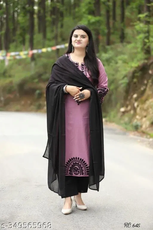 Kurta Set for Women (Pink, L)