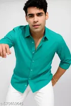 Polycotton Solid Shirts for Men, Teal 