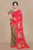 Kanooda Prints Georgette Women Saree With Un-stitched Blouse 