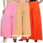 Cotton Blend Palazzos for Women (Multicolor, 28) (Pack of 3)