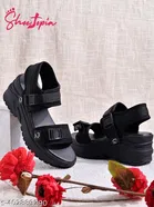 Shoetopia Black Wedge Sandals Size IND-7