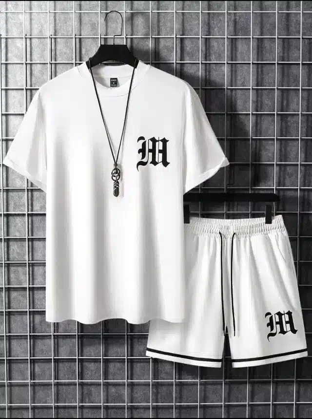 Polyester Printed Tracksuit for Men (White, S)