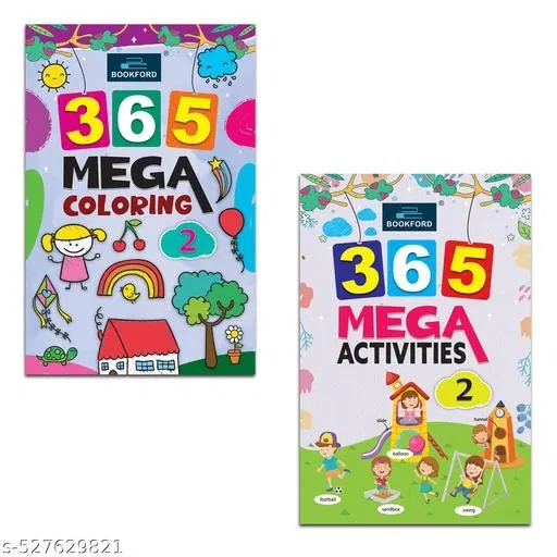 365 Mega Coloring 2 & 365 Mega Activity 2 Books For Kids Set Of 2 for kids