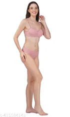 Cotton Blend Solid Lingerie Set for Women 