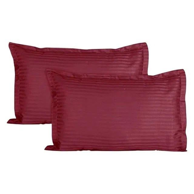 Satin Stripe Pillow Cover, (Set Of 2) (Deep Wine, 17 X 27 Inch)