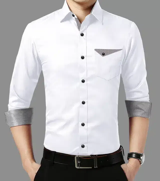 Full Sleeves Shirt for Men (White, XXL)