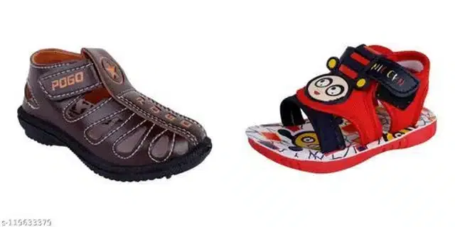 Velcro Sandals for Infants (Multicolor, 9-12 Months) (Pack of 2)