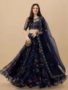 Net Embroidred Semi Stiched Lehenga Choli for Women 