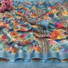 Linen Printed Saree for Women, Multicolor 