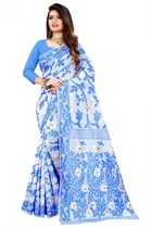 कनूड़ा प्रिंट्स फैंसी विमेंस कॉटन जमदानी वर्क जैकार्ड फैंसी प्रिंटेड साड़ी 