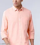 Cotton Solid Shirt for Men, Pink 